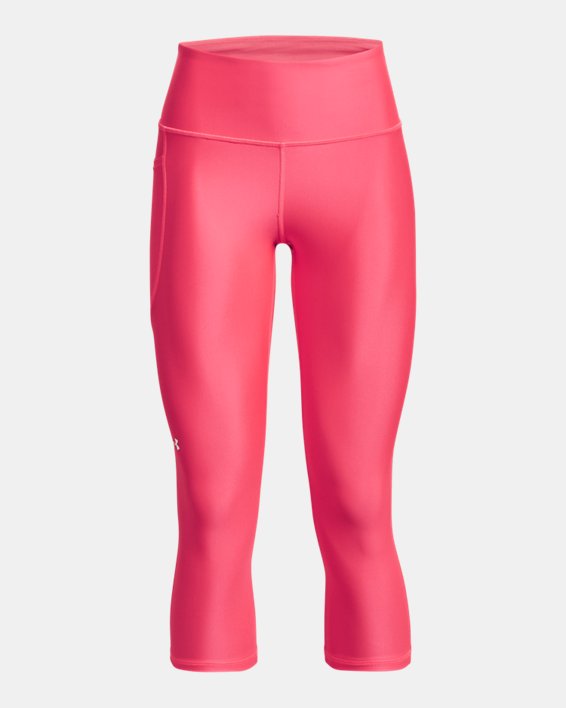 Women's HeatGear® No-Slip Waistband Capris in Pink image number 4